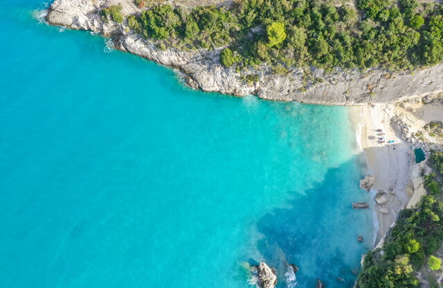 Vue aérienne de la plage de Xigia, Grèce