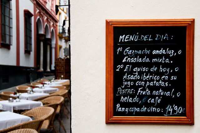 Menu in Seville