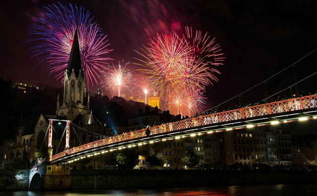 Feu d'artifice à Lyon