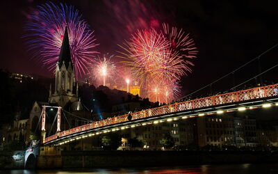 Feu d'artifice à Lyon