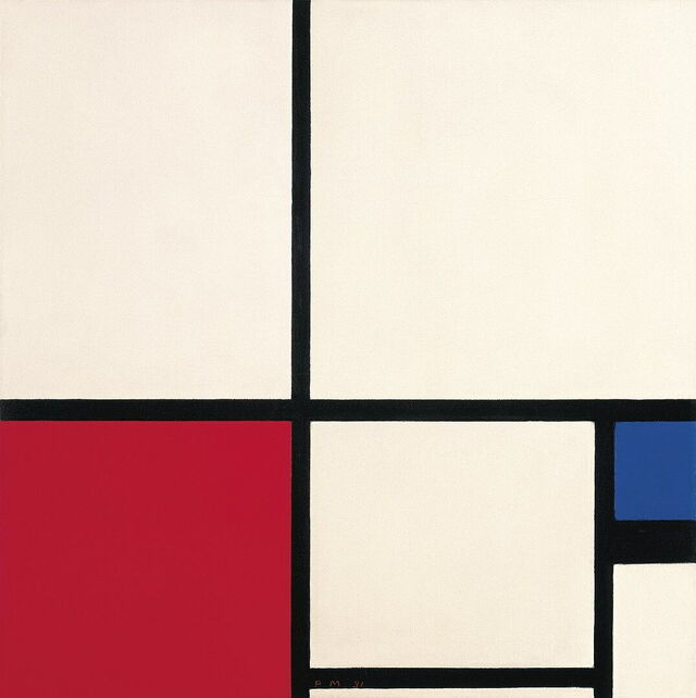 Composition en couleurs Composition n° I avec du rouge et du bleu, Mondrian