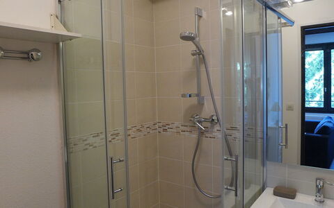 Le Cristal des Glaces: Tete De Douche, Porte De Douche, Luminaire Plomberie, Évier, Bar De Douche, Douche, Salle De Bains, Miroir, Panneau De Douche