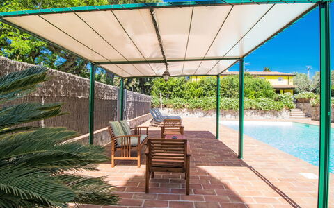 Villa Il Pellicano: Ombre, Store, Métal, Structure En Plein Air, Canopée, Conception, Mobilier De Jardin, Eco Hôtel, Pergola, Piscine