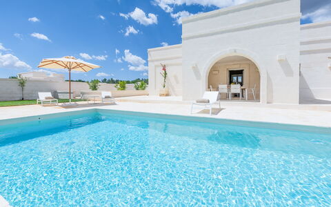 Il Casalino - Corte dei Messapi: Ciel, L'Eau, Bâtiment, Jour, Propriété, Nuage, Bleu Azur, Bleu, Plante, Piscine