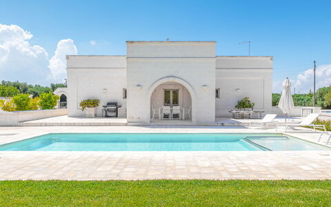 Il Casalino - Corte dei Messapi: Ciel, Plante, L'Eau, Propriété, Nuage, Bleu Azur, Rectangle, Herbe, Piscine, Bâtiment