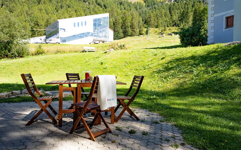 Chesa Cresta: Plante, Arbre, Mobilier De Jardin, Paysage Naturel, Chaise, Lot Terre, Bois, Fenêtre, Ombre, Loisir