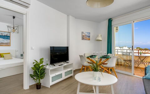 Duquesa de España: Table, Meubles, Plante, Propriété, Canapé, Vert, Plante D'Appartement, Bleu Azur, Éclairage, Salon