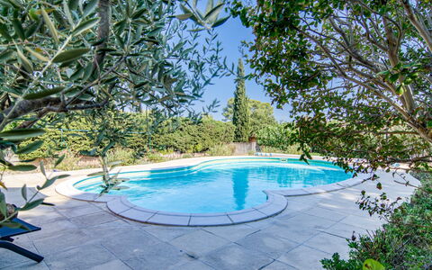 Les Hauts de Palayson: L'Eau, Piscine, Bleu Azur, Plante, Arbre, Aqua, Ombre, Mobilier De Jardin, Loisir, Arecales