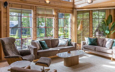 Villa Lumo (Ent. Ylläskyrö): Meubles, Design Intérieur, Bois, Sol, Canapé, Sol, Salon, Plafond, Parquet, Domicile