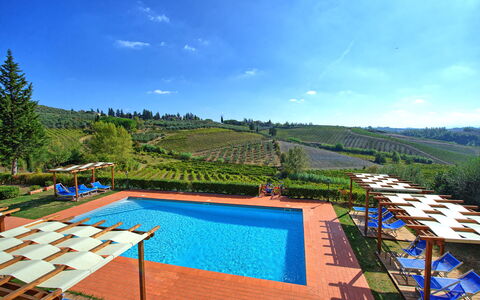 Casa Rossa: Ciel, L'Eau, Plante, Propriété, Nuage, Piscine, Bleu Azur, Arbre, Végétation, Bâtiment