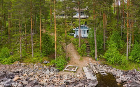 Kainaloranta: Arbre, Bois, Chalet, Forêt, Banque, Des Bois, Cabane En Rondins, Mélèze, Rive