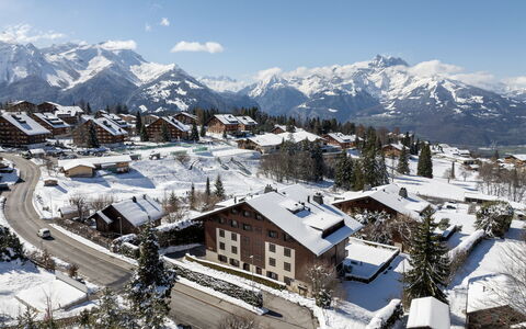 Sunset B 11: Neige, Montagnes Relief, Montagne, Chaîne De Montagnes, L'Hiver, Glacial Relief, Colline, Maison, Paysage, Station De Montagne
