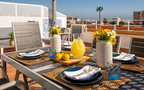 Lola Playa: Fleur, Ciel, Table, Vaisselle, Plante, Meubles, Propriété, Bleu Azur, Pot De Fleur, Vaisselle