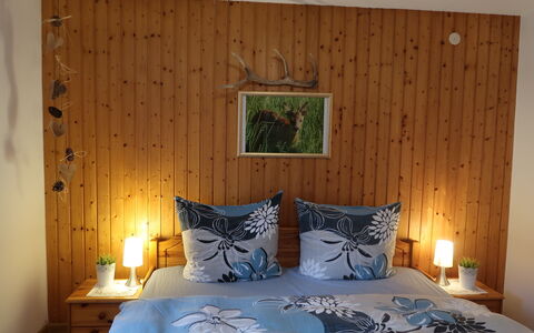Haus Ganter: Bâtiment, Meubles, Propriété, Confort, Plante, Bleu Azur, Bois, Cadre De Lit, Textile, Lampe