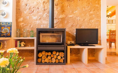 Ses Sitjoles: Plante, Meubles, Bâtiment, Orange, Design Intérieur, Bois, Salon, Sol, Électroménager, Mur