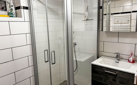 Paula: Luminaire Plomberie, Sol, Salle De Bains, Sol, Plomberie, Design Intérieur, Toilette, Armoire De Toilette, Pièce, Porte De Douche