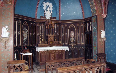 Premier Gîte de Bouton: Bâtiment, Bois, Art, Un Événement, Chapelle, Banc, Lieux Saints