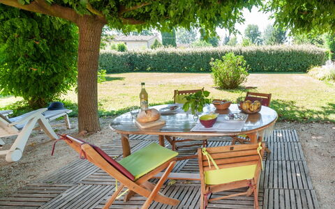 La Maisonnette: Plante, Table, Meubles, Chaise, Mobilier De Jardin, Arbre, Tableau De Plein Air, Bois, Ombre, Pot De Fleur