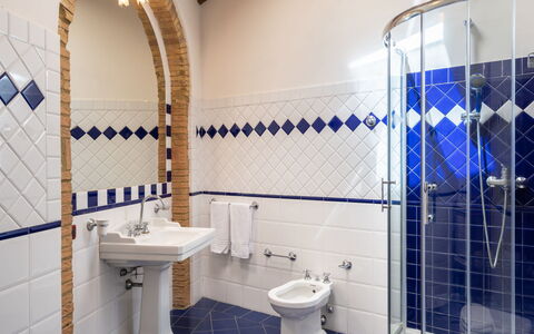 Il Sangiovese: Salle De Bains, Tuile, Propriété, Pièce, Bleu, Architecture, Toilette, Design Intérieur, Luminaire Plomberie, Bâtiment