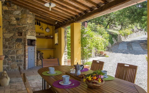 Podere Gabruccino: Table, Meubles, Propriété, Plante, Bois, Chaise, Design Intérieur, Éclairage, Fenêtre, Chalet