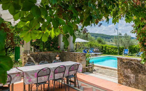 Panzano 604: Plante, Table, Meubles, L'Eau, Vert, Arbre, Mobilier De Jardin, Ombre, Tableau De Plein Air, Chaise