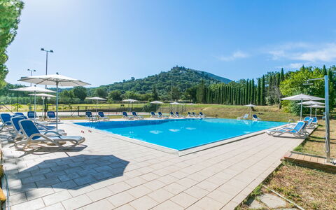 Scarlino 614: Ciel, L'Eau, Piscine, Bâtiment, Chaise, Arbre, Mobilier De Jardin, Plante, Ombre, Balancelle