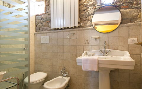 Daussiè: Salle De Bains, Propriété, Tuile, Pièce, Mur, Design Intérieur, Luminaire Plomberie, Toilette, Sol, Accessoire Salle De Bain