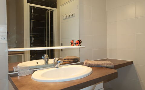 Plouhinec Morbihan 648: Miroir, Robinet, Luminaire Plomberie, Évier, Lavabo, Propriété, Bois, Salle De Bains, Design Intérieur, Sol