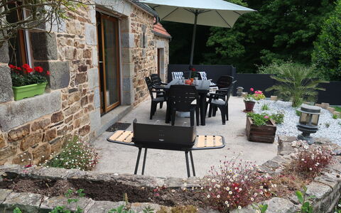 Entre Terre et Mer: Plante, Table, Arbre, Fleur, Fenêtre, Chaise, Mobilier De Jardin, Ombre, Tableau De Plein Air, Bâtiment