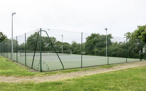 Talmont Saint Hilaire 651: Complexe Sportif, Net, Court De Tennis, Herbe, Clôture, -Link Escrime Chain, Lot Terre, Escrime Wire, Arbre, Engrener