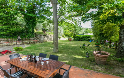 Reggello 867: Plante, Table, Meubles, Arbre, Chaise, Tableau De Plein Air, Ombre, Mobilier De Jardin, Bois, Pot De Fleur