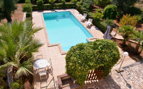 Villa Lidia Con Piscina: Piscine, Propriété, Immobilier, Maison, Bâtiment, Villa, Recours, Herbe, Arbre, Vacances