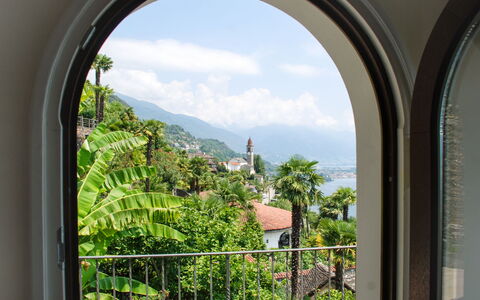 Panorama Lakeview Lago Maggiore: Végétation, Cambre, Fenêtre, Architecture, Botanique, Arbre, Bâtiment, Immobilier, Maison, Pièce