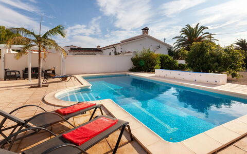 Villa del Capitan: Piscine, Propriété, Immobilier, Recours, Arecales, Bleu Azur, Mobilier De Jardin, Balancelle, Tuile, Composite