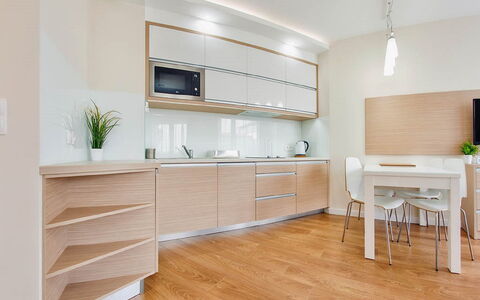 Kąty Rybackie Marina: Cabinetry, Meubles, Bâtiment, Commode, Comptoir, Design Intérieur, Bois, Éclairage, Tiroir, Étagère
