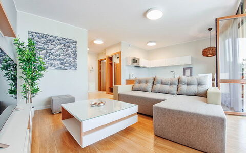 Ustka Wczasowa: Meubles, Canapé, Propriété, Plante, Table, Confort, Bois, Éclairage, Maison, Design Intérieur