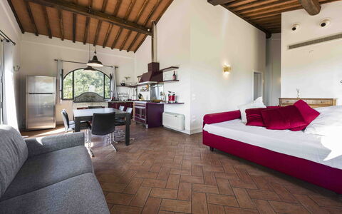 Villa Dell'acquaborra: Meubles, Plafond, Design Intérieur, Lit, Chaise, Chambre, Oreiller, Plante D'Appartement, Salon