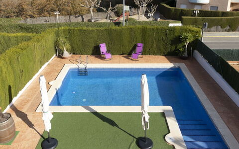 Poblamar: Plante, Propriété, Bâtiment, Baril, Piscine, Rectangle, Chaise, Arbre, Herbe, Loisir