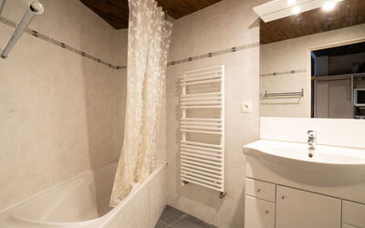 Le Sefcotel (Val Claret) 300.2: Luminaire Plomberie, Armoire De Toilette, Miroir, Évier, Tete De Douche, Douche, Robinet, Salle De Bains, Baignoire