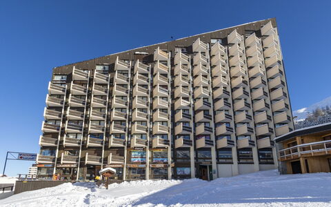 808 Grande Masse: Appartement, Condominium, L'Hiver, Gelé, Glacial Relief, Architecture Brutaliste, Balcon, Neige, Daylighting
