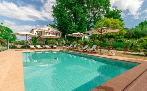 Villa La Picena: L'Eau, Nuage, Plante, Ciel, Propriété, Bâtiment, Piscine, Chaise, Arbre, Bleu Azur