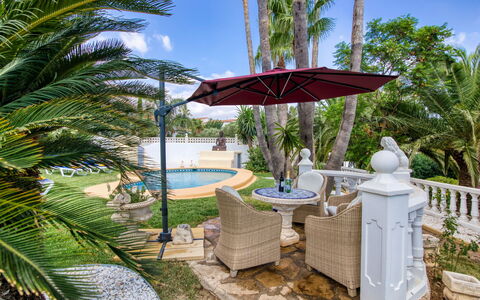 Villa Jolanda: Plante, Ciel, Propriété, L'Eau, Arbre, Bleu Azur, Piscine, Mobilier De Jardin, Ombre, Arecales