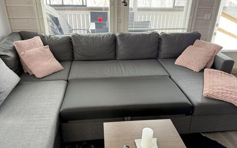 Willa Kiiruna: Salon, Canapé, Parquet, Dur, Oreiller, Coussin, Canapé-Lit, Revêtement De Sol Stratifié, Plante D'Appartement
