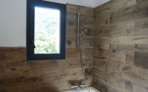 Solenzara 646: Propriété, Luminaire Plomberie, Robinet, Tete De Douche, Fenêtre, Bois, Salle De Bains, Douche, Éclairage