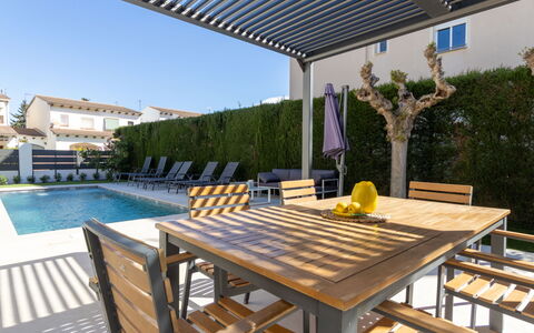La Barca: Meubles, Mobilier De Jardin, Tableau De Plein Air, Chaise, Piscine, Composite, Ombre, Patio, Store, Structure En Plein Air