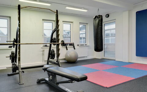 Gaida - 2.3Km from the Sea: Equipement D'Exercice, Gym, Machine D'Exercice Physique, Sol, Sol, Plafond, Éclairage, Pièce, Machine Haltérophilie, Banc