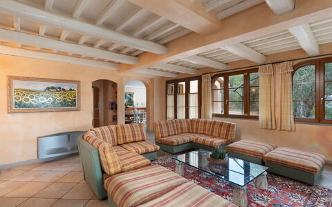 Villa Morellino: Table, Canapé, Propriété, Meubles, Fenêtre, Bois, Cadre, Salon, Design Intérieur, Plante