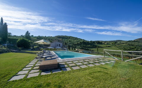 Bella Di Panzano: Nuage, Ciel, Plante, L'Eau, Piscine, Bâtiment, Paysage Naturel, Arbre, Herbe, Design Urbain