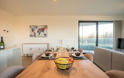 One with Terrace and Dune View: Table, Meubles, Propriété, Fenêtre, Bois, Chaise, Design Intérieur, Éclairage, Sol, Confort