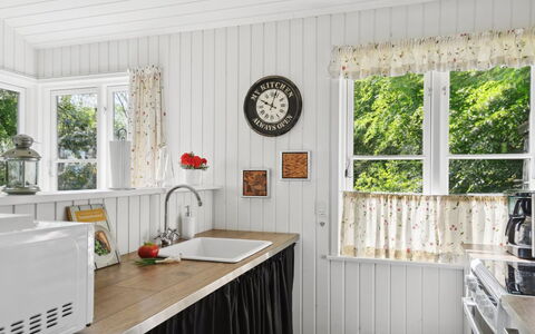Ginne - 100M to the Fjord: Bois, Design Intérieur, Sol, Cuisine, Comptoir, Appareil De Cuisine, Tache De Bois, Dur, Planche, Plante D'Appartement